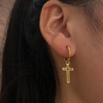 Hollow Cross Drop Hoops