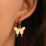 Golden Butterfly Drop Hoops