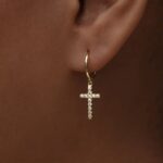 Diamond Cross Drop Hoops
