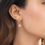 Iridescent Daisy Drop Hoops - Pink