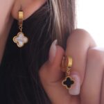 Clover Drop Hoop Earrings